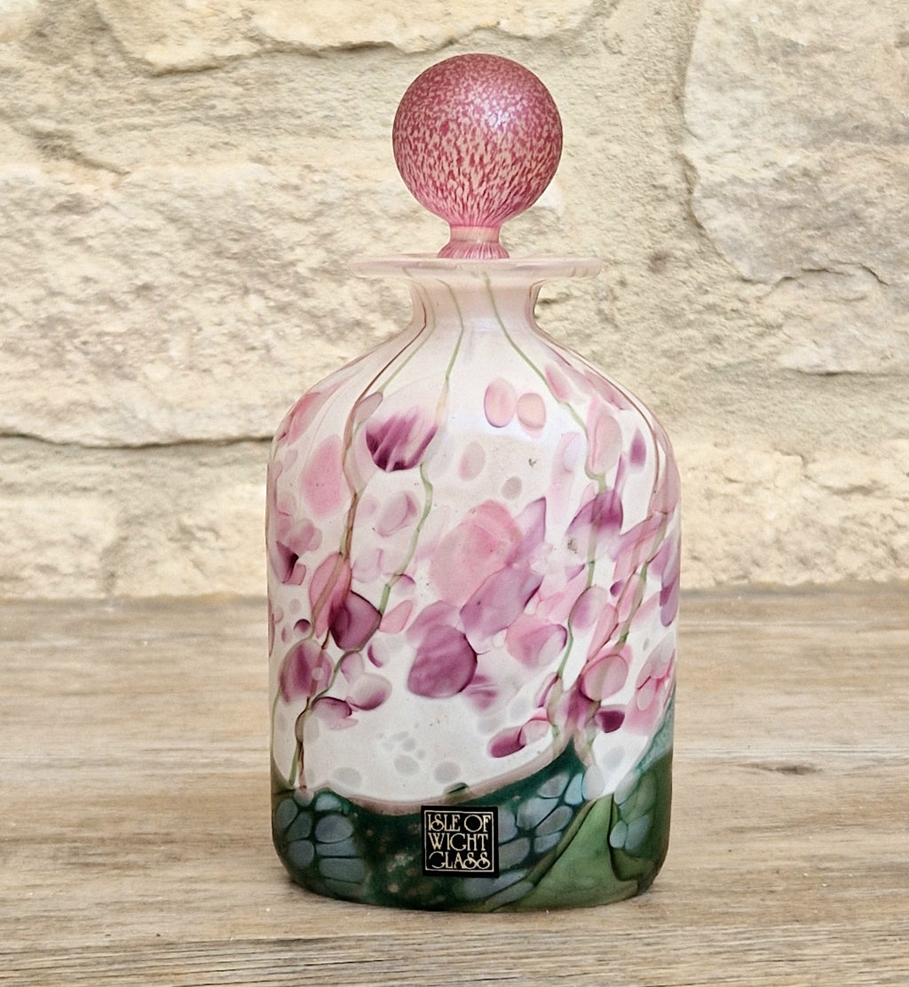 Isle Of Wight Glass Perfume Bottle, Lilac Flower Garden, Michael & Elizabeth Harris