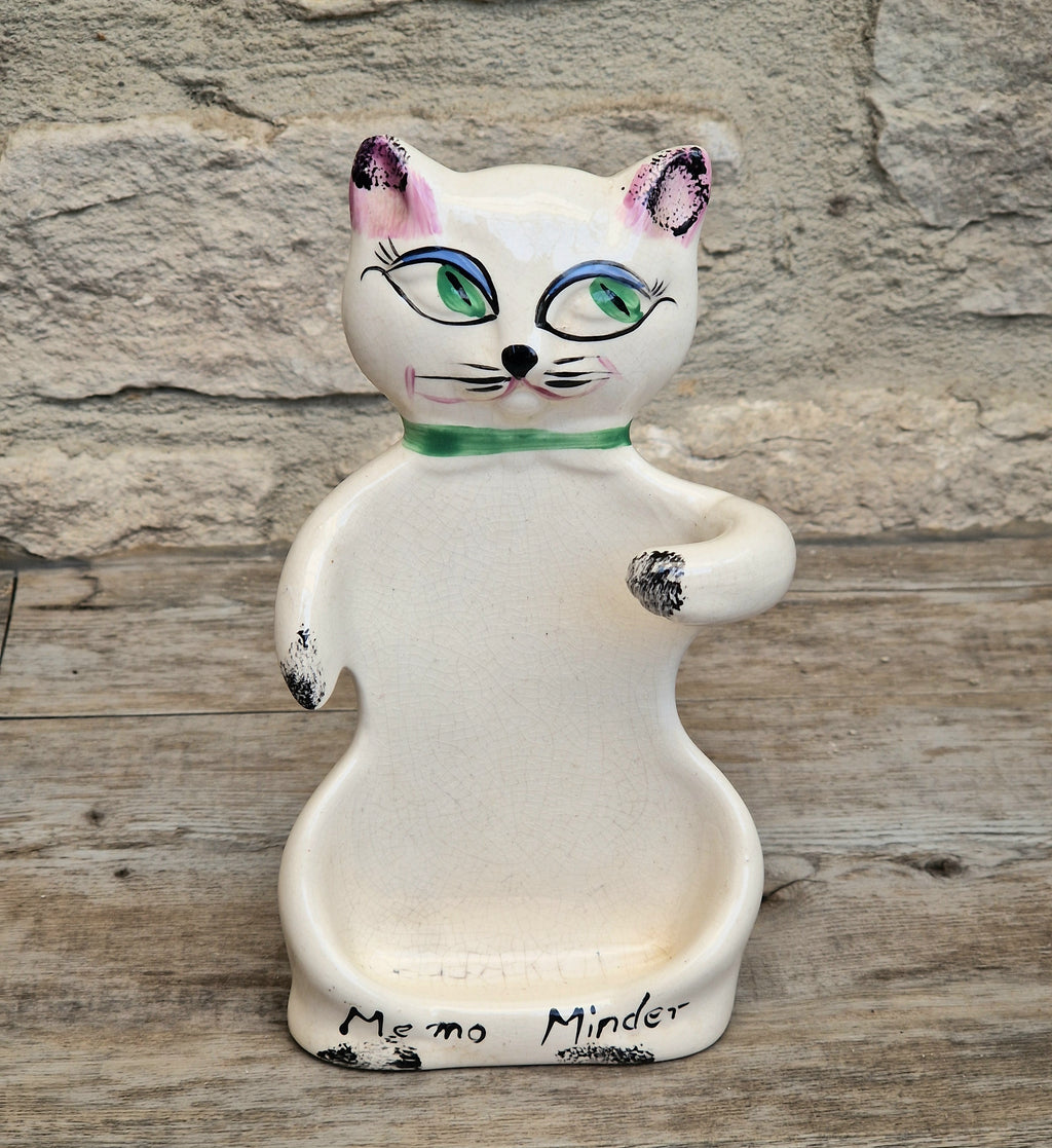 Cat Memo Minder Notepad Holder Midcentury Ceramic Stylised Cat Howard Holt Style