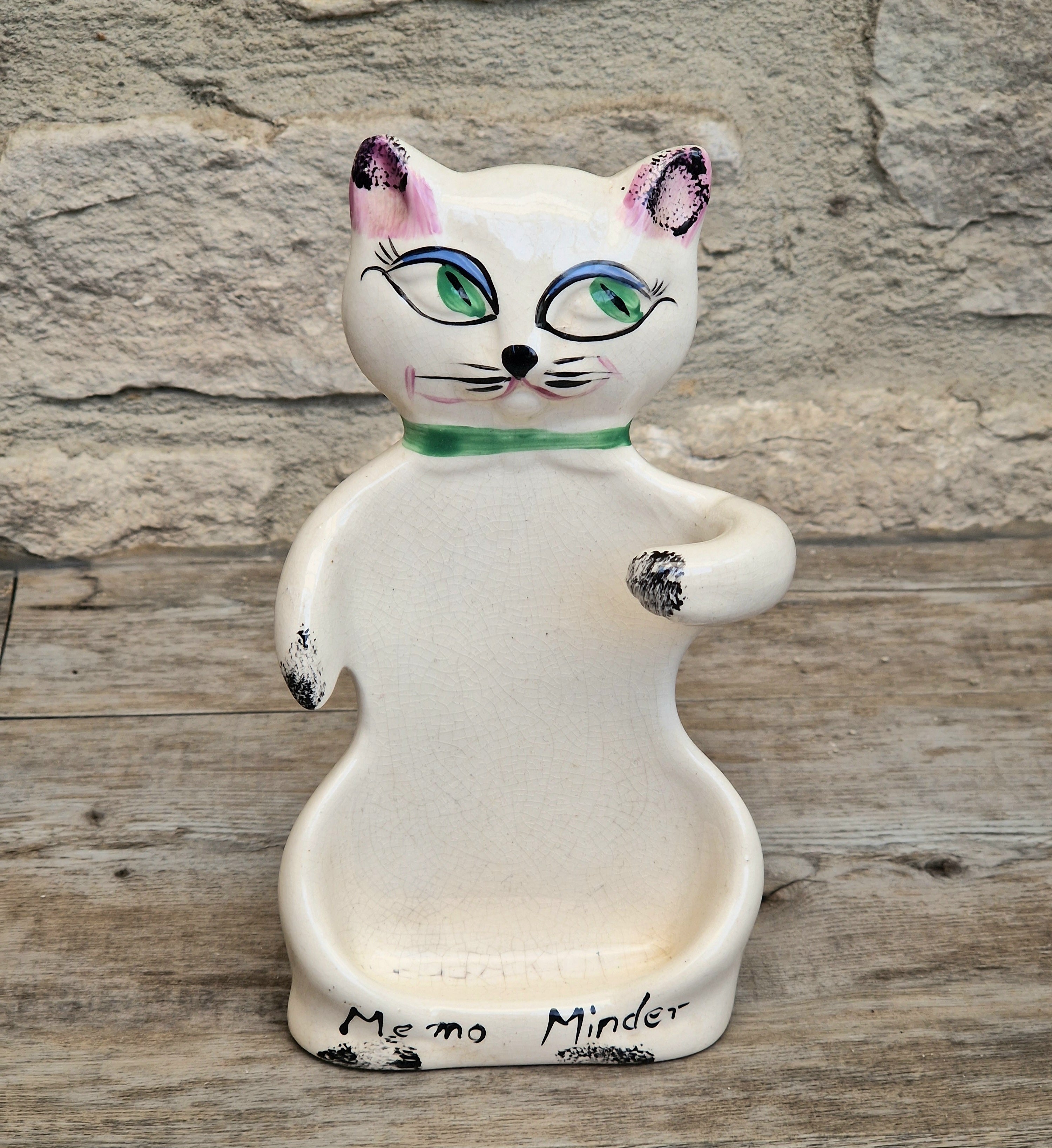 Cat Memo Minder Notepad Holder Midcentury Ceramic Stylised Cat Howard Holt Style