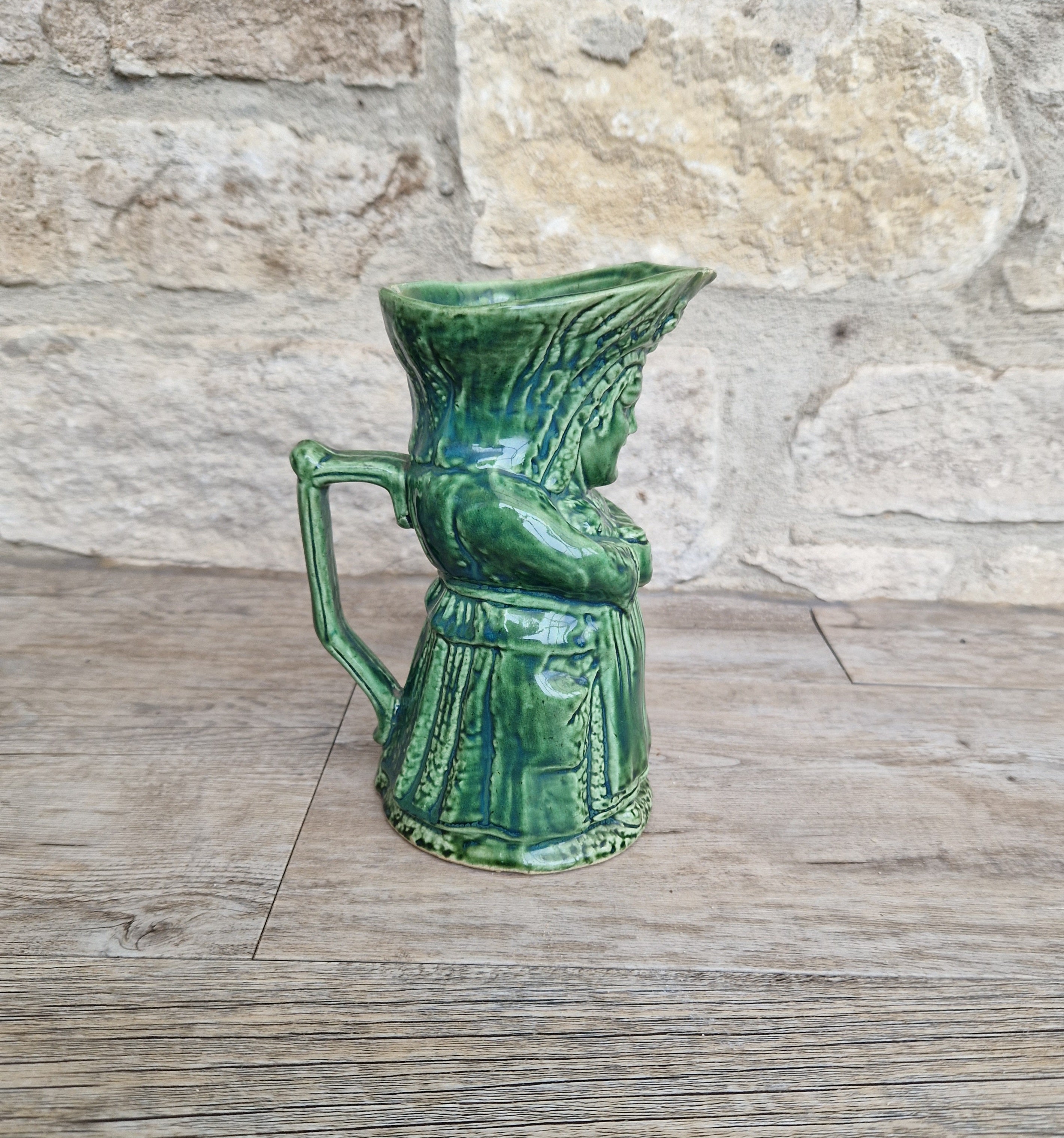 Antique Majolica Toby Jug: 19th Century English Lady Toper