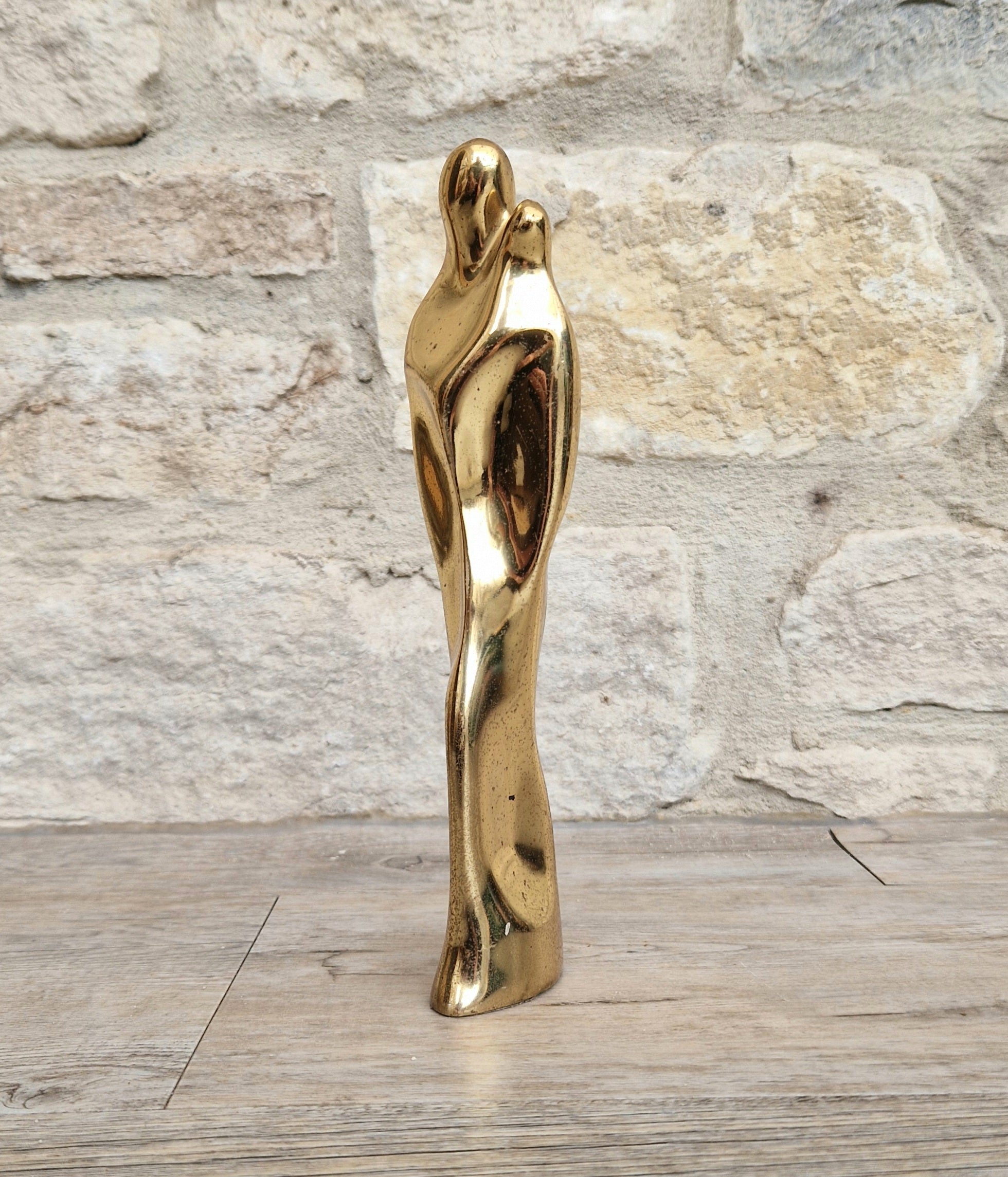 Solid Bronze 'Mother & Child' Figure Biomorphic Abstract 1970s Organic Sculpture Vintage 1.2kg