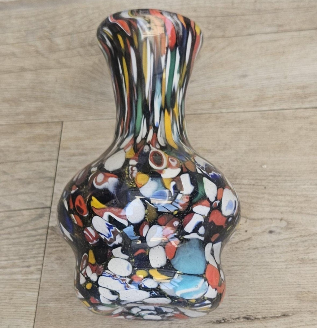 Vintage Italian Fratelli Toso Murano Vase 13cm Tall Multicoloured Hand Blown