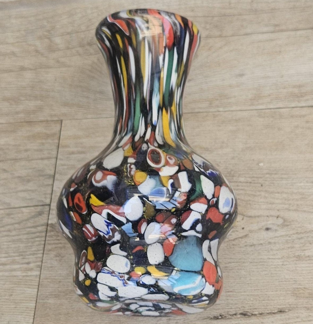 Vintage Italian Fratelli Toso Murano Vase 13cm Tall Multicoloured Hand Blown