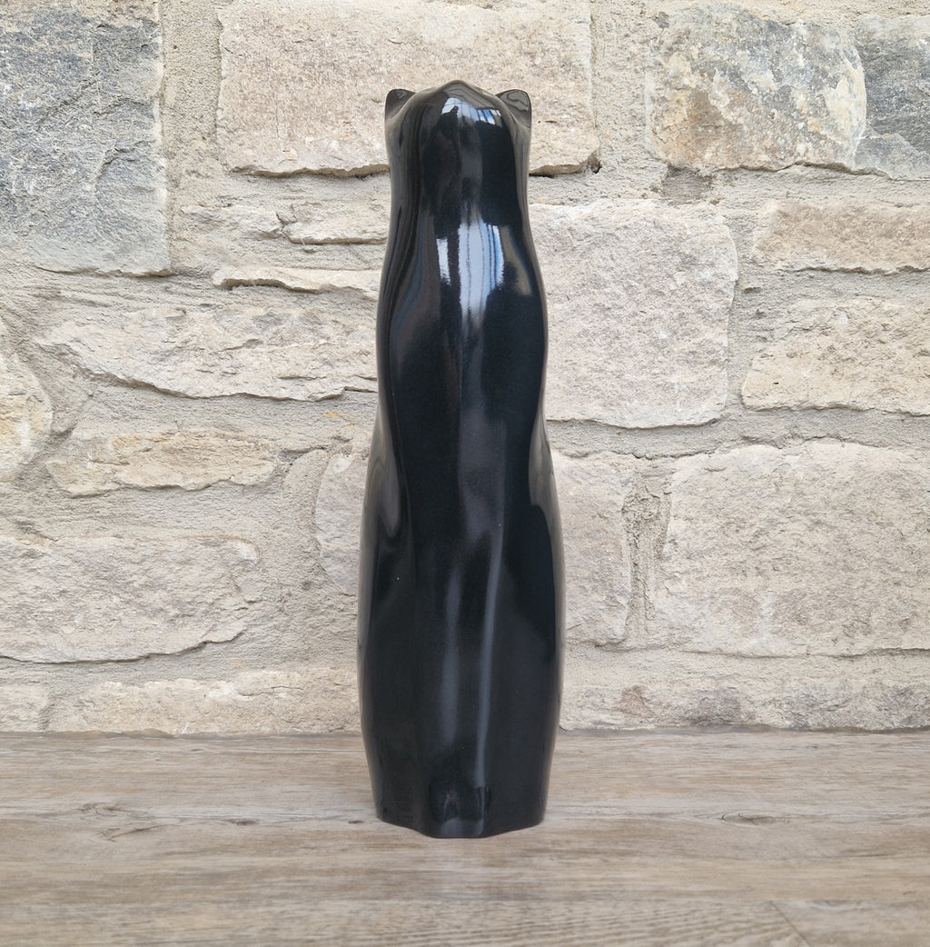 Perry Lancaster Artforum Sitting Cat Gloss Black Heavy Resin Figure Vintage 32cm