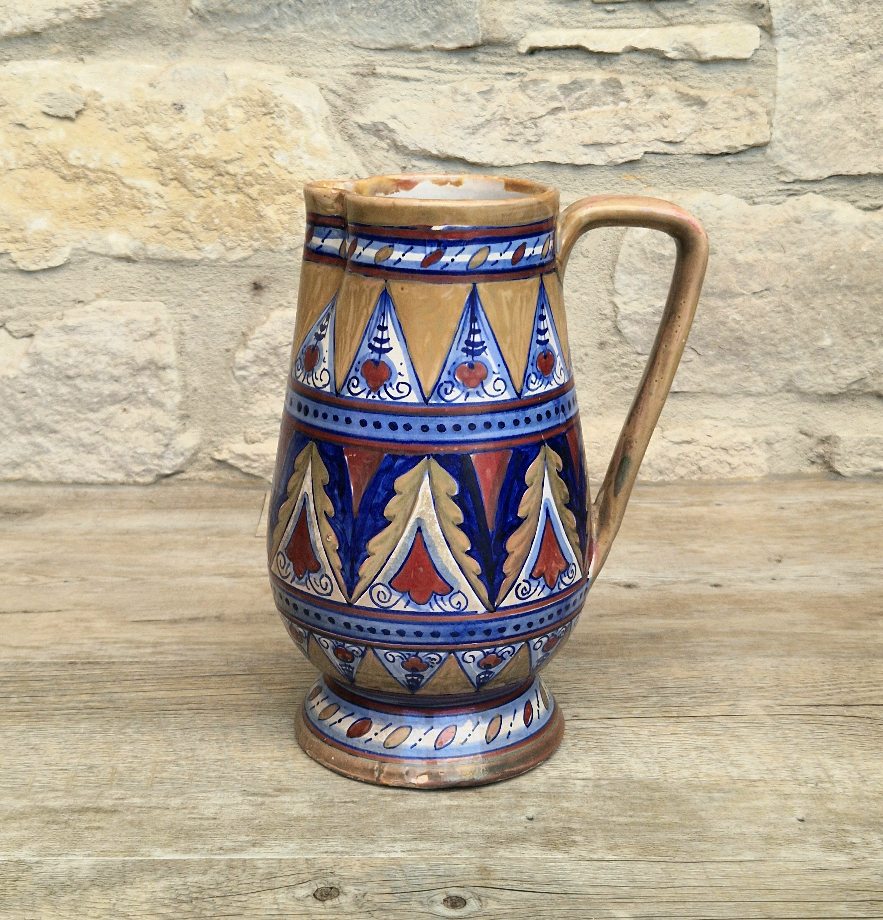 Art Deco Alberto Rubboli Italian Majolica Pitcher Jug Gualdo Tadino Italy Antique 1920