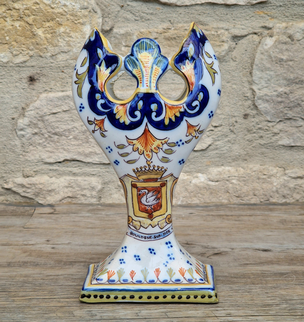 Geo Martel Faience Tulip Vase: Boulogne Sur Mer Art Nouveau Ceramic