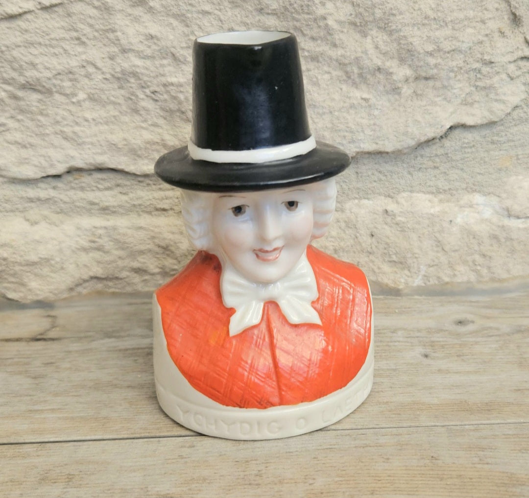 Antique Milk Jug Welsh Lady Head Ceramic WH Goss Ychydig O Laeth Edwardian 10cm