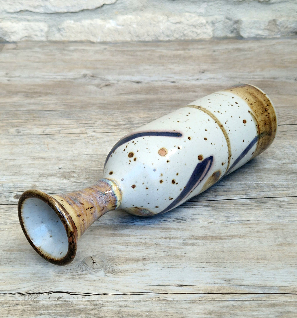 Vintage Oldrich Asenbryl Sarn Pottery 28cm Stoneware Bottle Vase Welsh Studio Ceramic 1970s