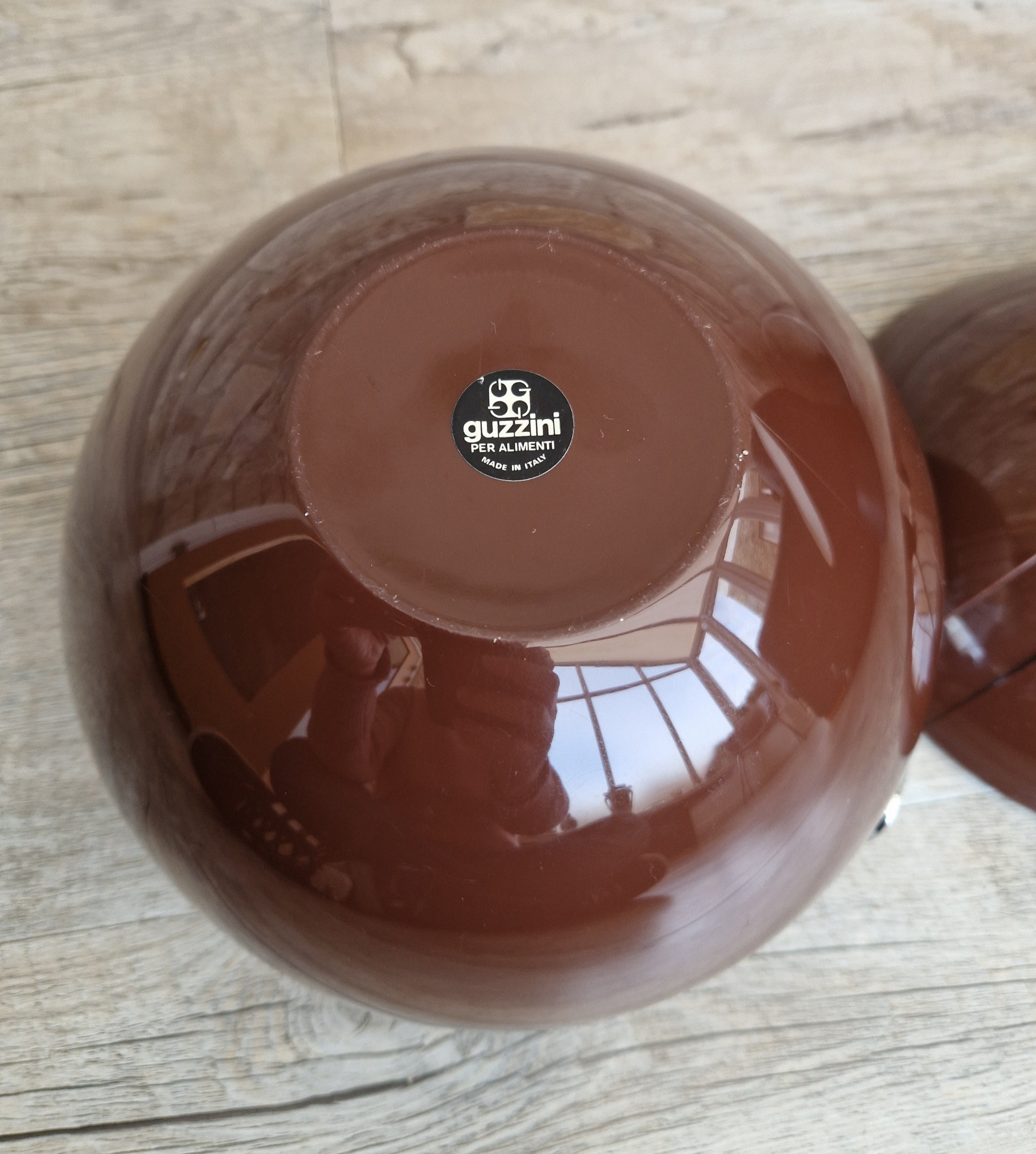 Vintage Guzzini Deep Brown Stella Ice Bucket Designed by Paolo Tilche 1970s