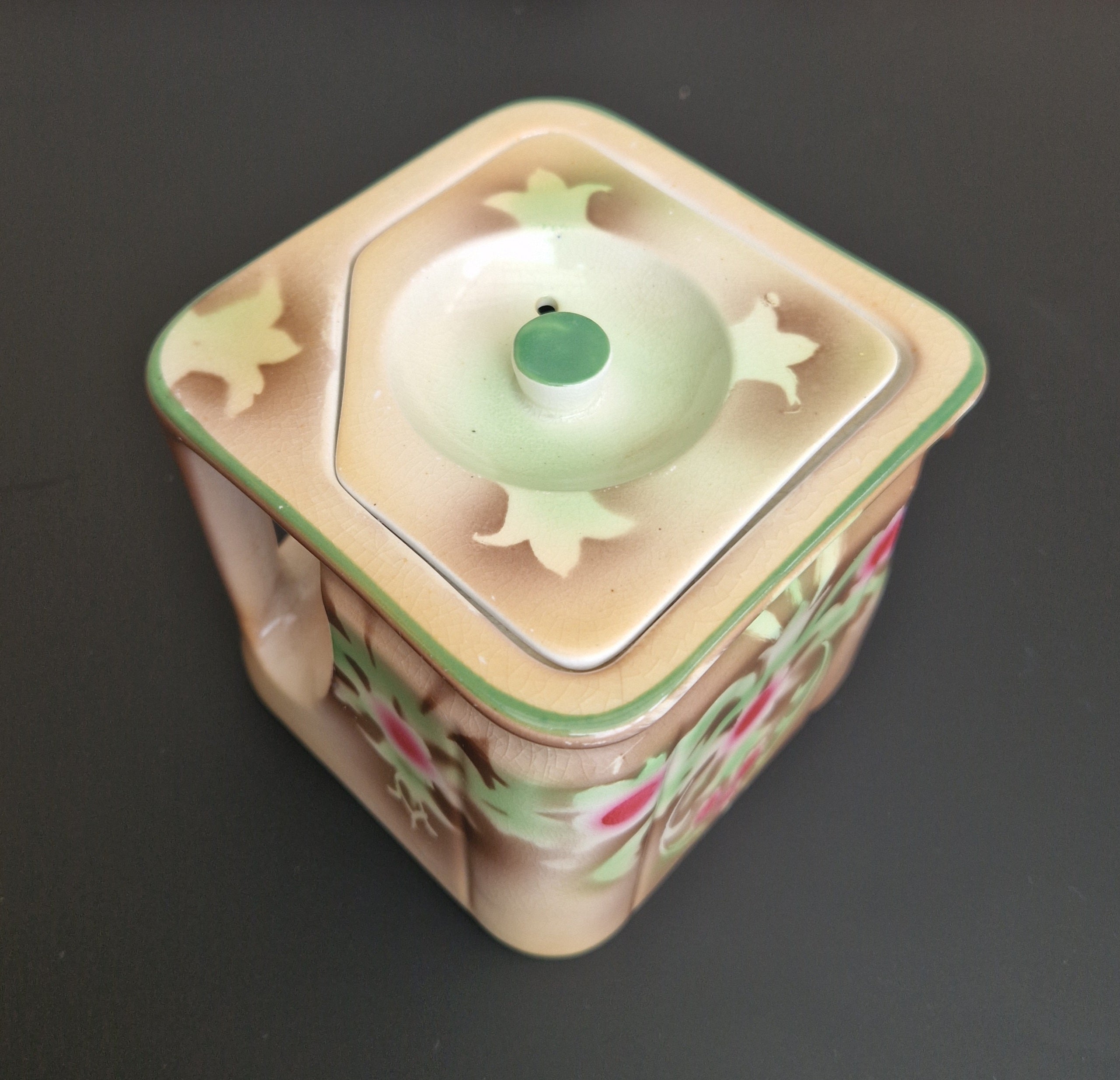 Vintage Art Nouveau Cube Teapot Gibson & Sons Ltd Burslem