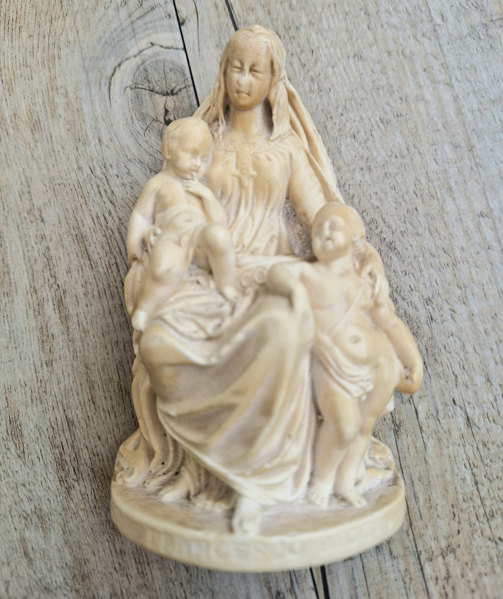 19th Century Antique Meerschaum Figurine Madonna & Child, St John Cherub. Hand-Carved Italian Grand Tour.