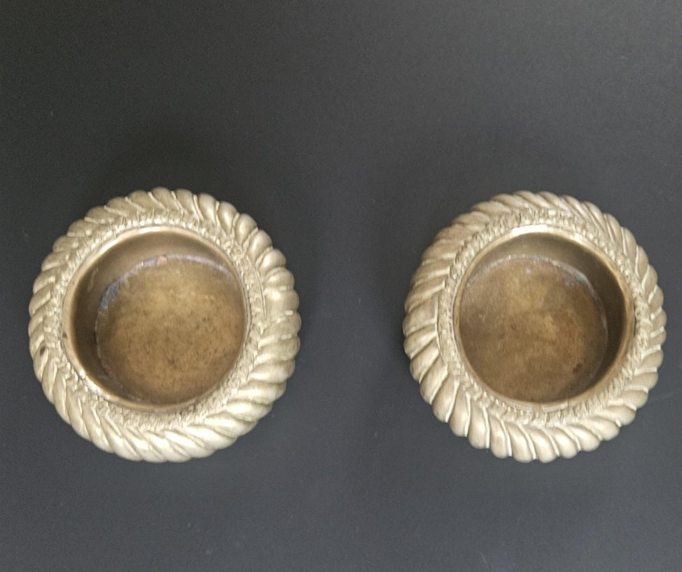 Vintage Pair Brass Tribal Bangle Bowls Vide Poche Small Mcm Brass Coffee Table Bowls