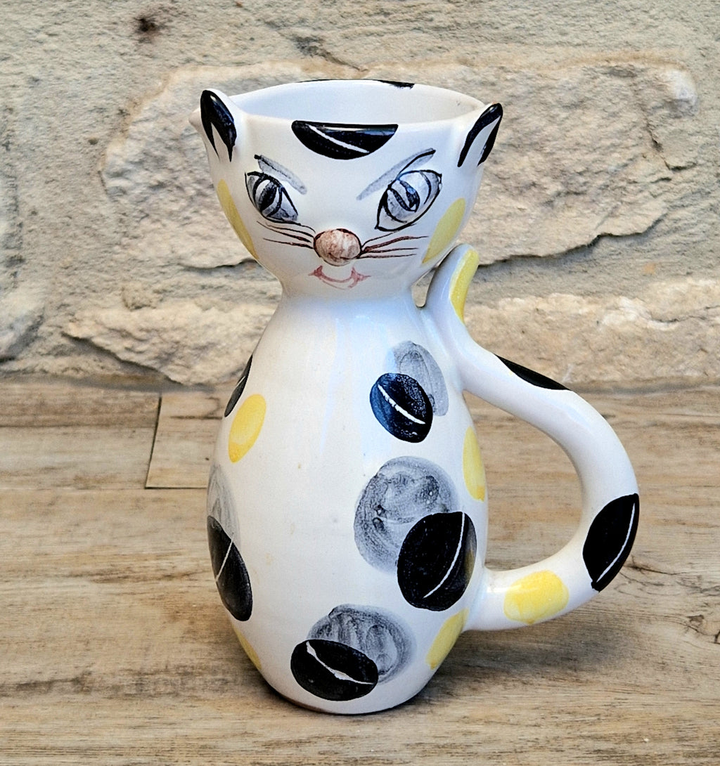 Vintage Italian Ceramic Handpainted Cat Jug 15.5cm