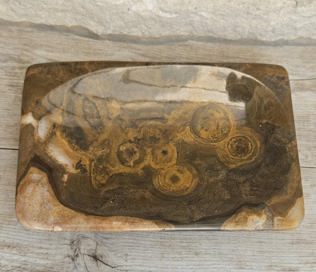 Polished Agate Trinket Dish McM Oblong Coffee Table Decor Catchall Tray 15cm X 10cm