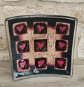 Art Glass Large Love Heart Fused Glass Curved Square Centrepiece 19cm Square
