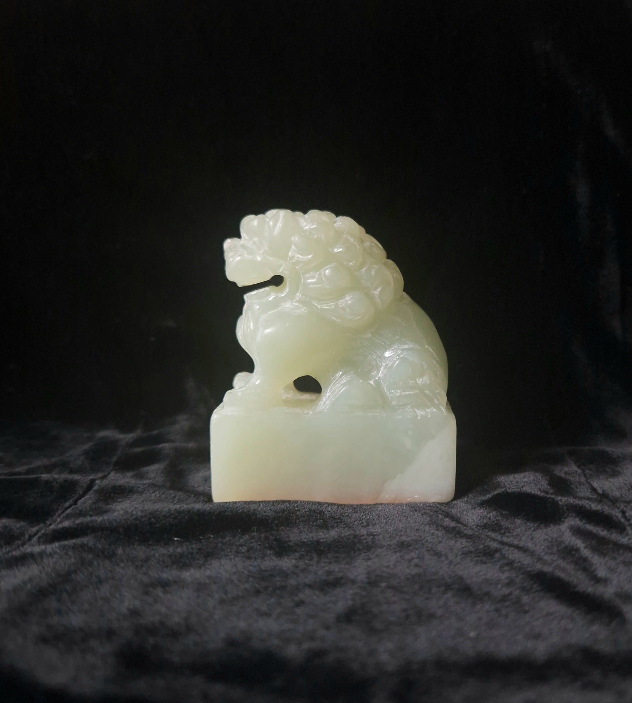 Antique Chinese Carved Jade Foo Dog Lion Chop Stamp 6cm