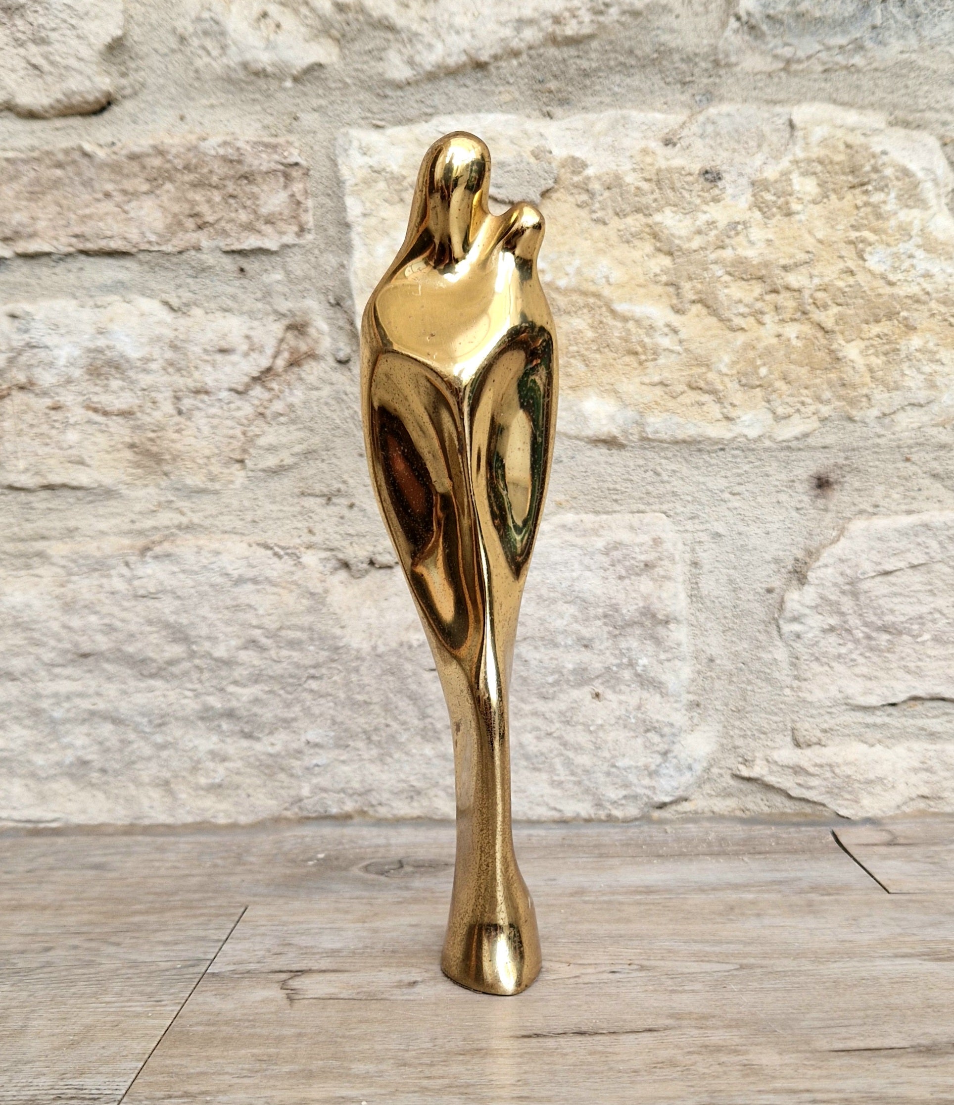 Solid Bronze 'Mother & Child' Figure Biomorphic Abstract 1970s Organic Sculpture Vintage 1.2kg