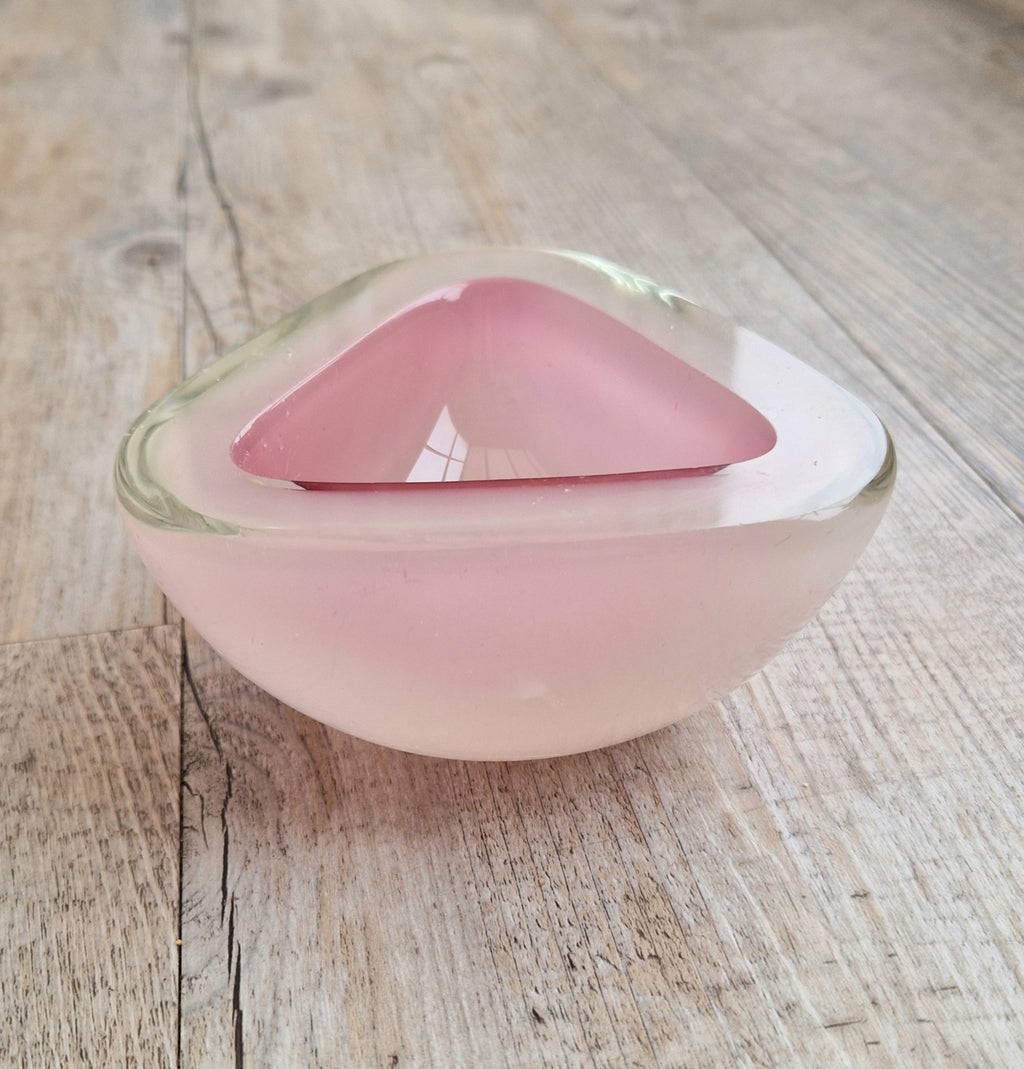 Archimede Seguso Opaline Pink Geode Bowl Murano Glass 1950's Italy