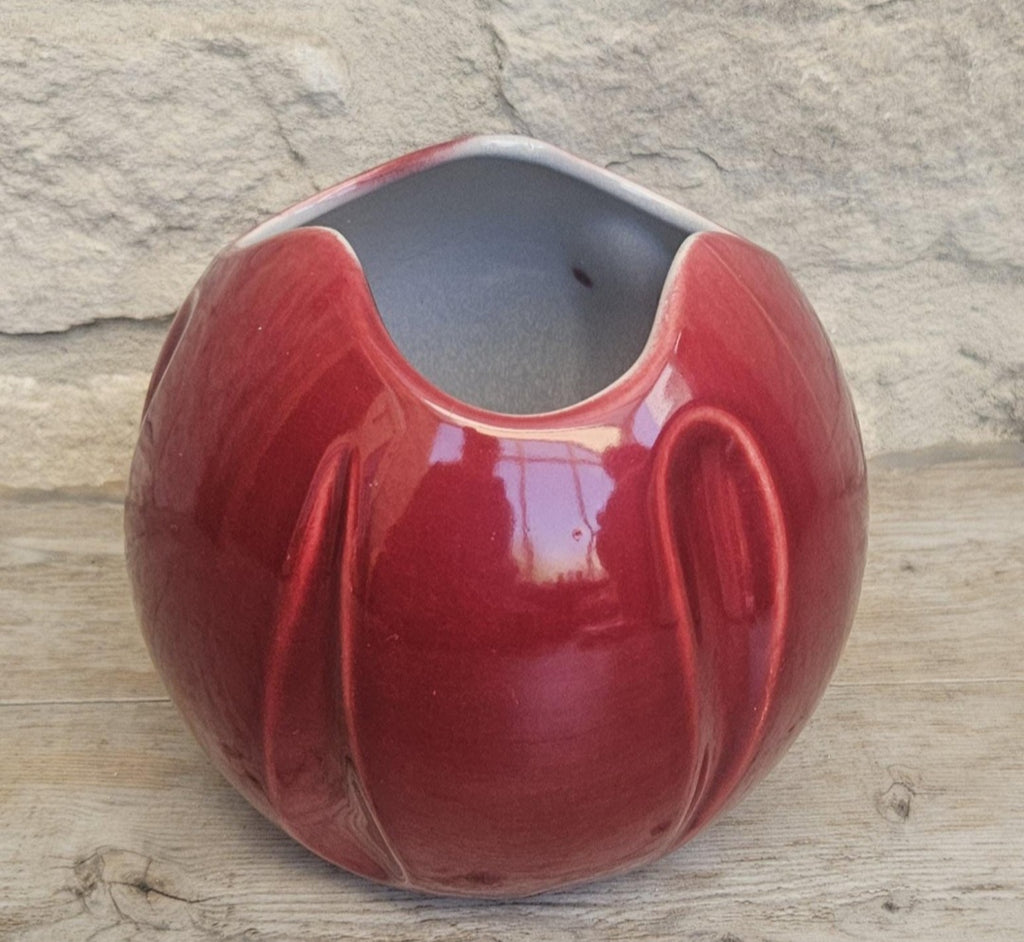 Vintage Art Deco Style Globe Vase Cerise Tulip Vase Made in England