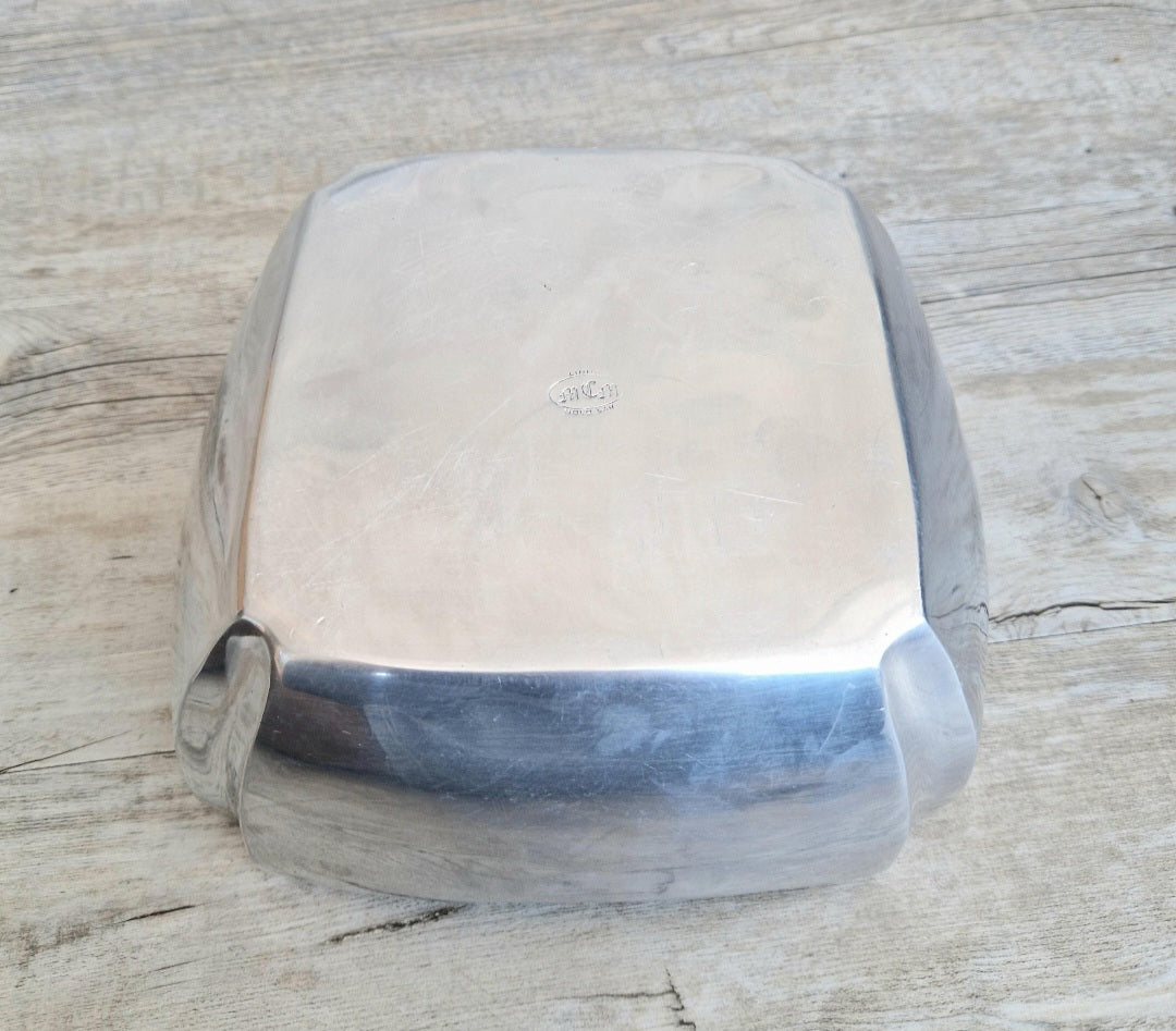 Art Deco Design Large Fruit Bowl Polished Aluminium Metal Heavy Vintage