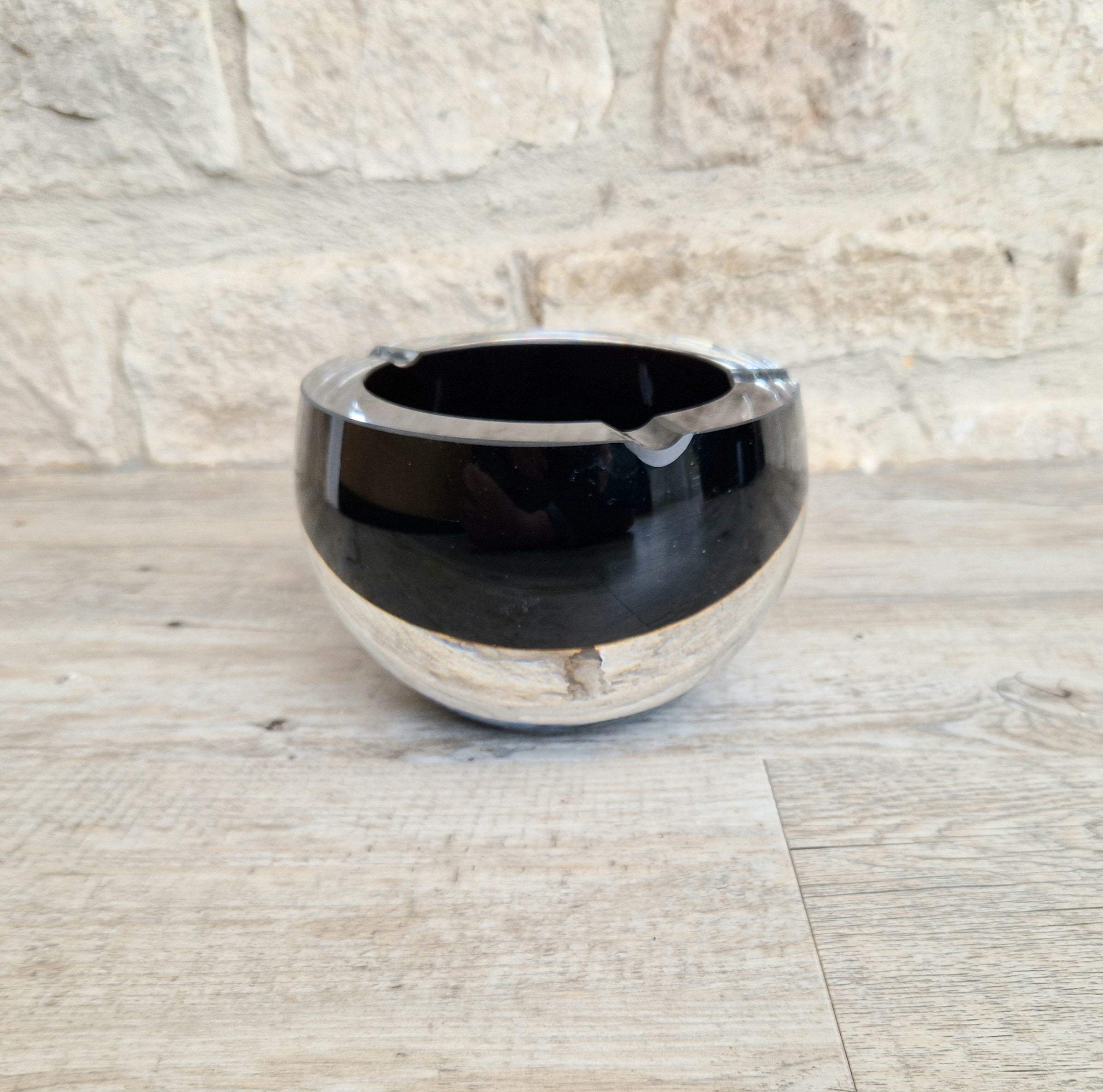 Large 1960's Vintage Antonio da Ros Murano Glass Cigar Ashtray Cenedese Black Sommerso