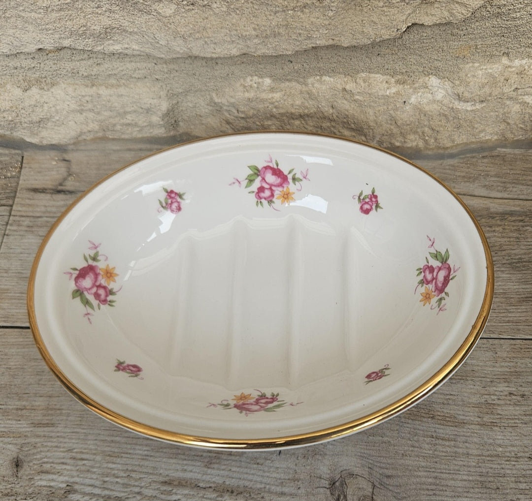 Vintage 1980s Laura Ashley Pretty Oval Floral Soap Dish Unused in Box Made in England