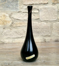 Gérard Torcheux Midcentury Amethyst Black Glass Teardrop Vase French Studio Glass Original Label. 1970s