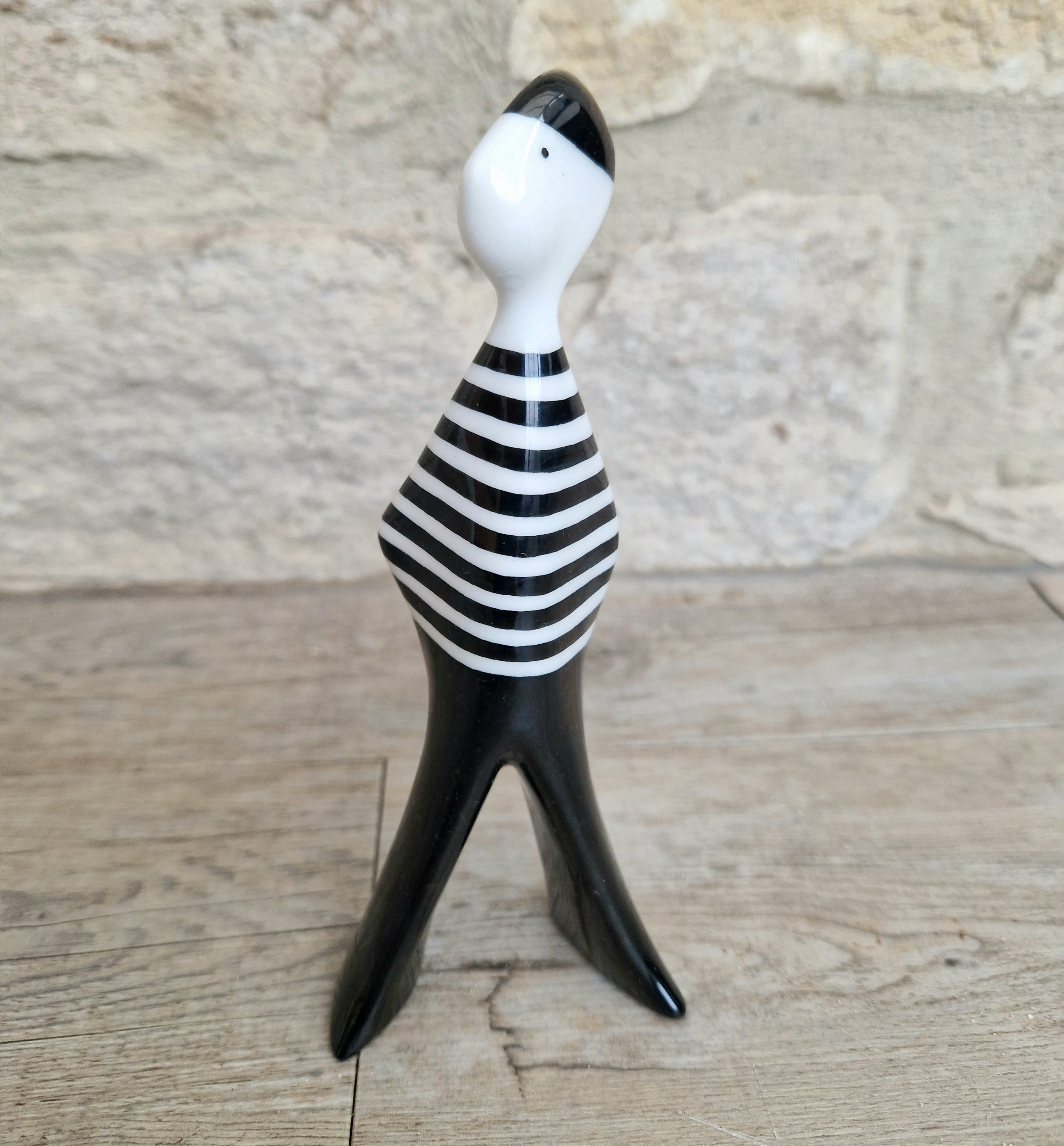 Lubomir Tomaszewski Ćmielów Fine Porcelain 'Felek Marynaz' Black & White Stripe Sailor Figure