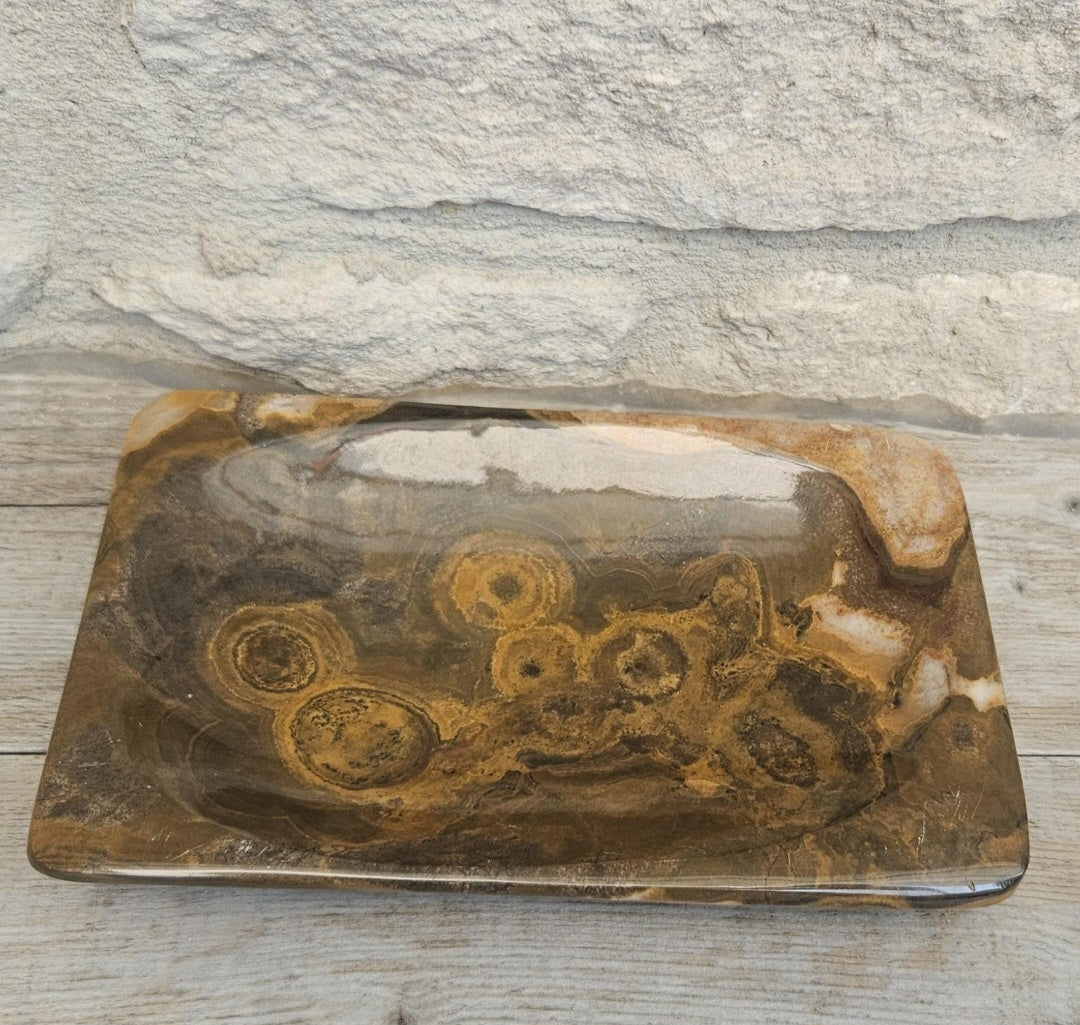 Polished Agate Trinket Dish McM Oblong Coffee Table Decor Catchall Tray 15cm X 10cm