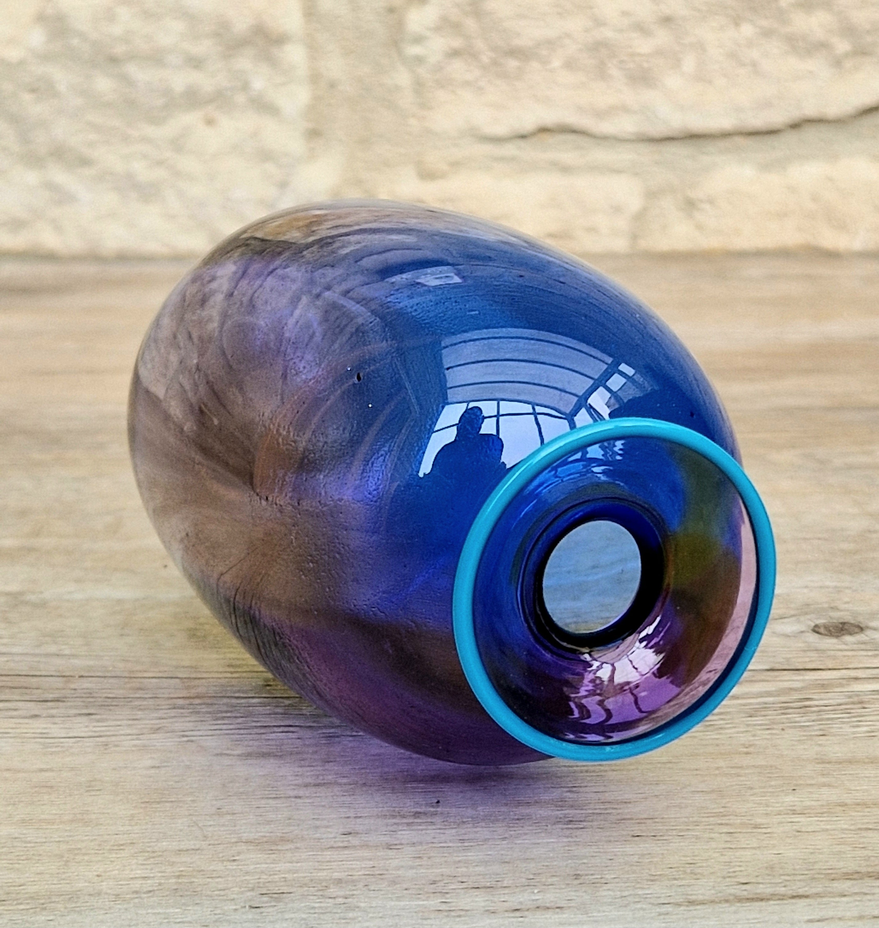 Transjö Hytta Swedish Art Glass Rainbow Vase WRC Signature Ann Wolff, Jan-Erik Ritzman and Sven-Åke Carlsson Vintage Mid Century Piece 6"