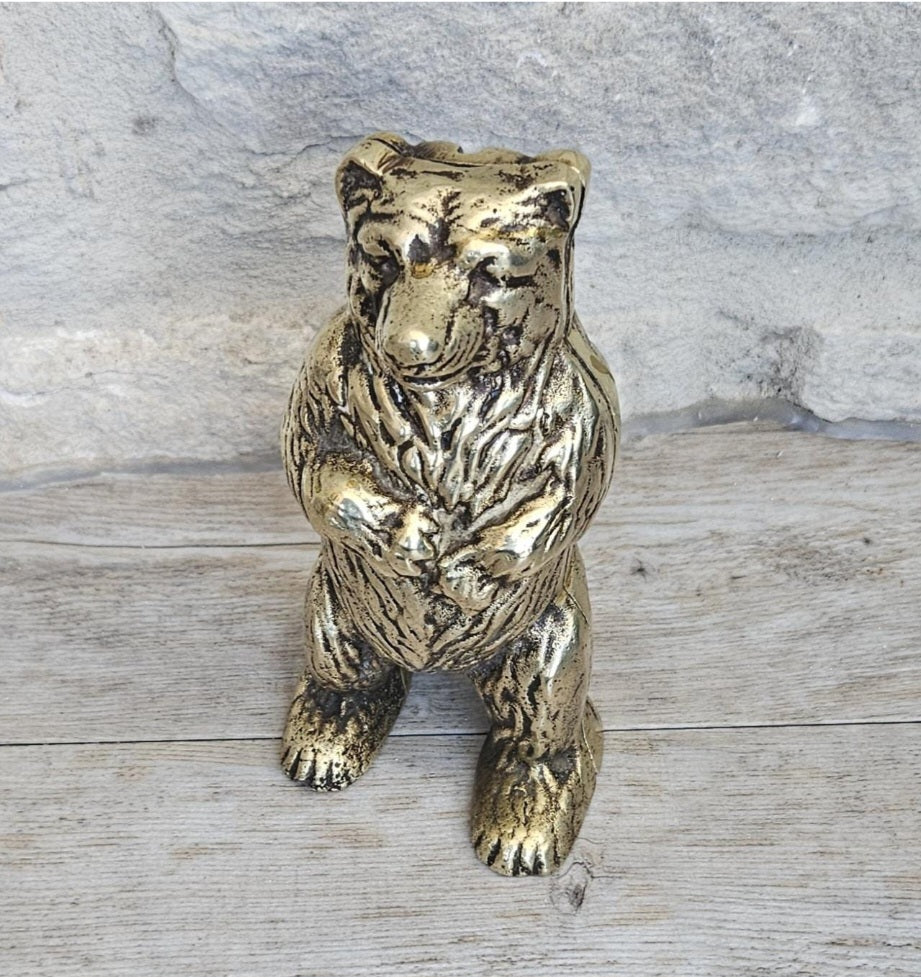 Brass Bear Money Box 15cm Tall Antique Victorian England