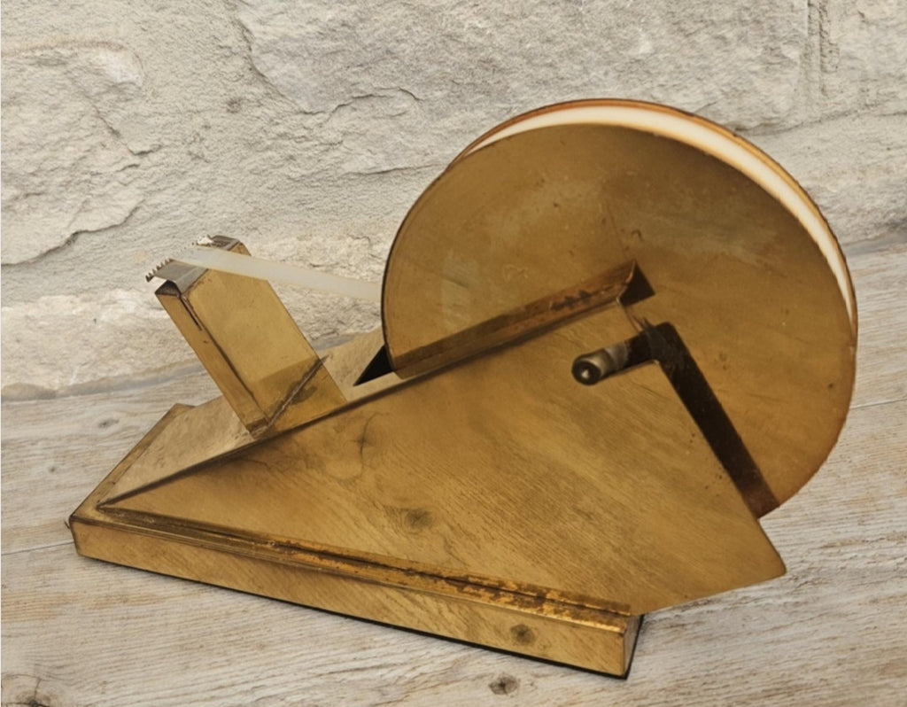 Vintage Postmodern Sculptural Brass Tape Dispenser TARNISHED Desktop Office Supply Art Collectible