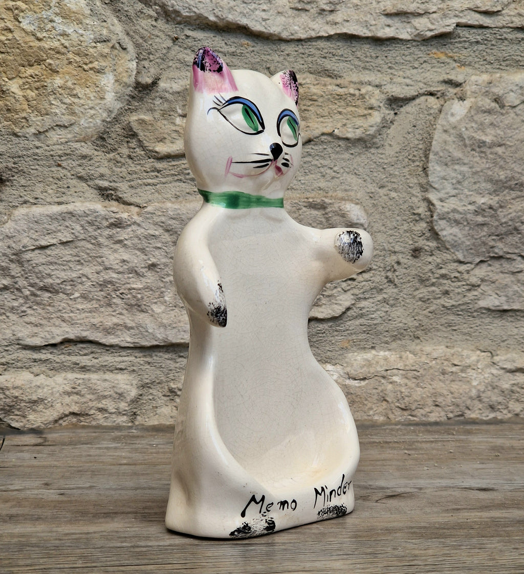 Cat Memo Minder Notepad Holder Midcentury Ceramic Stylised Cat Howard Holt Style