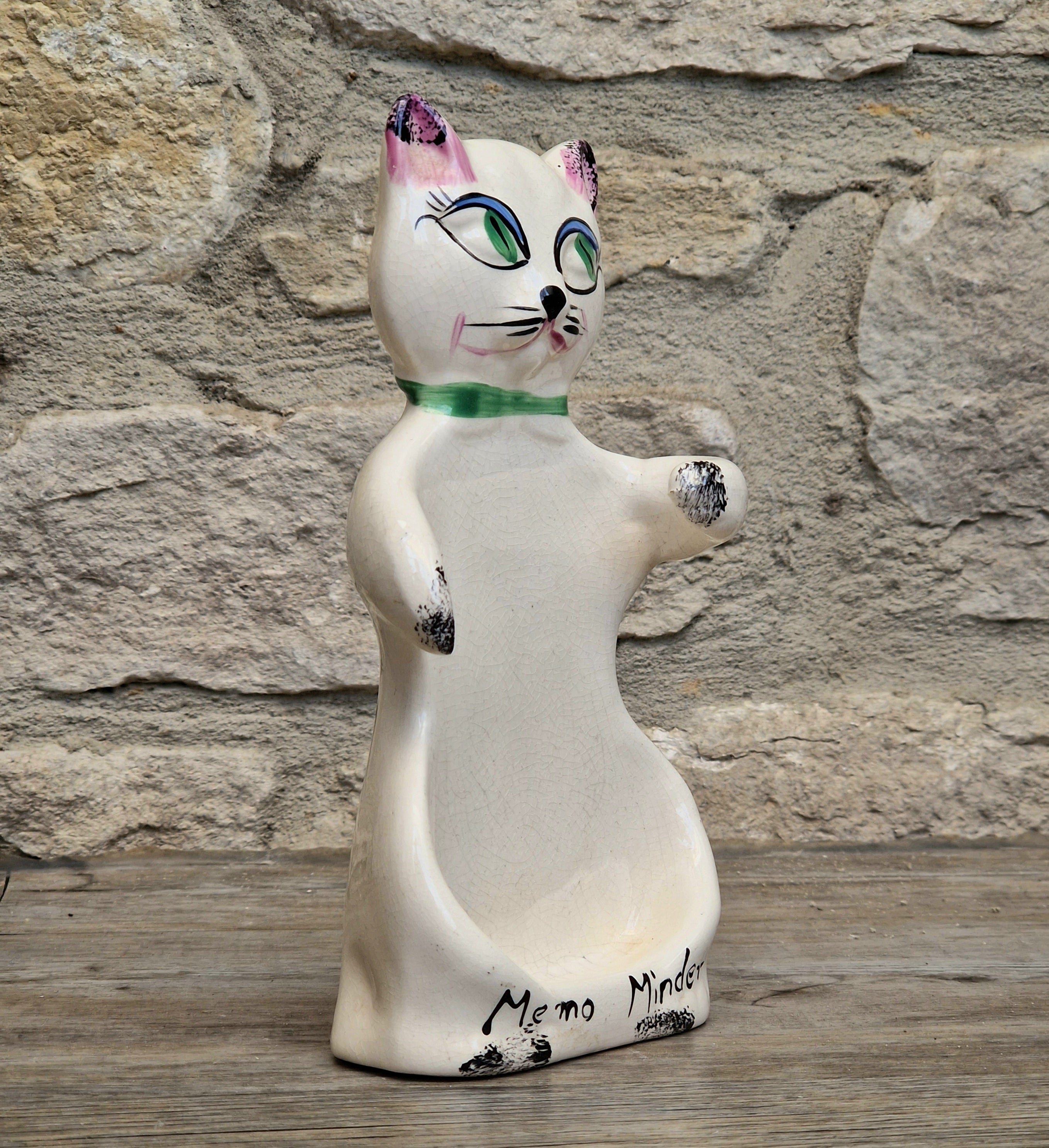 Cat Memo Minder Notepad Holder Midcentury Ceramic Stylised Cat Howard Holt Style