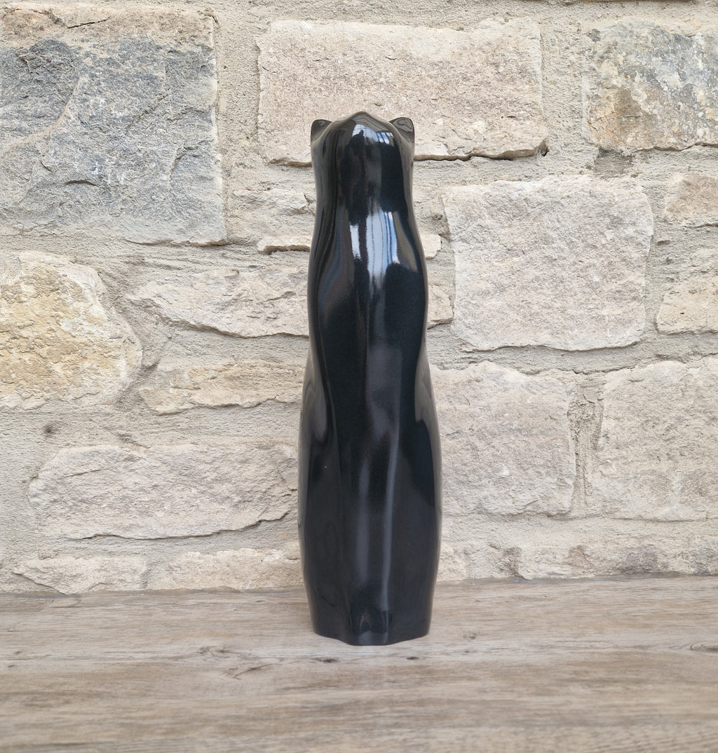 Perry Lancaster Artforum Sitting Cat Gloss Black Heavy Resin Figure Vintage 32cm