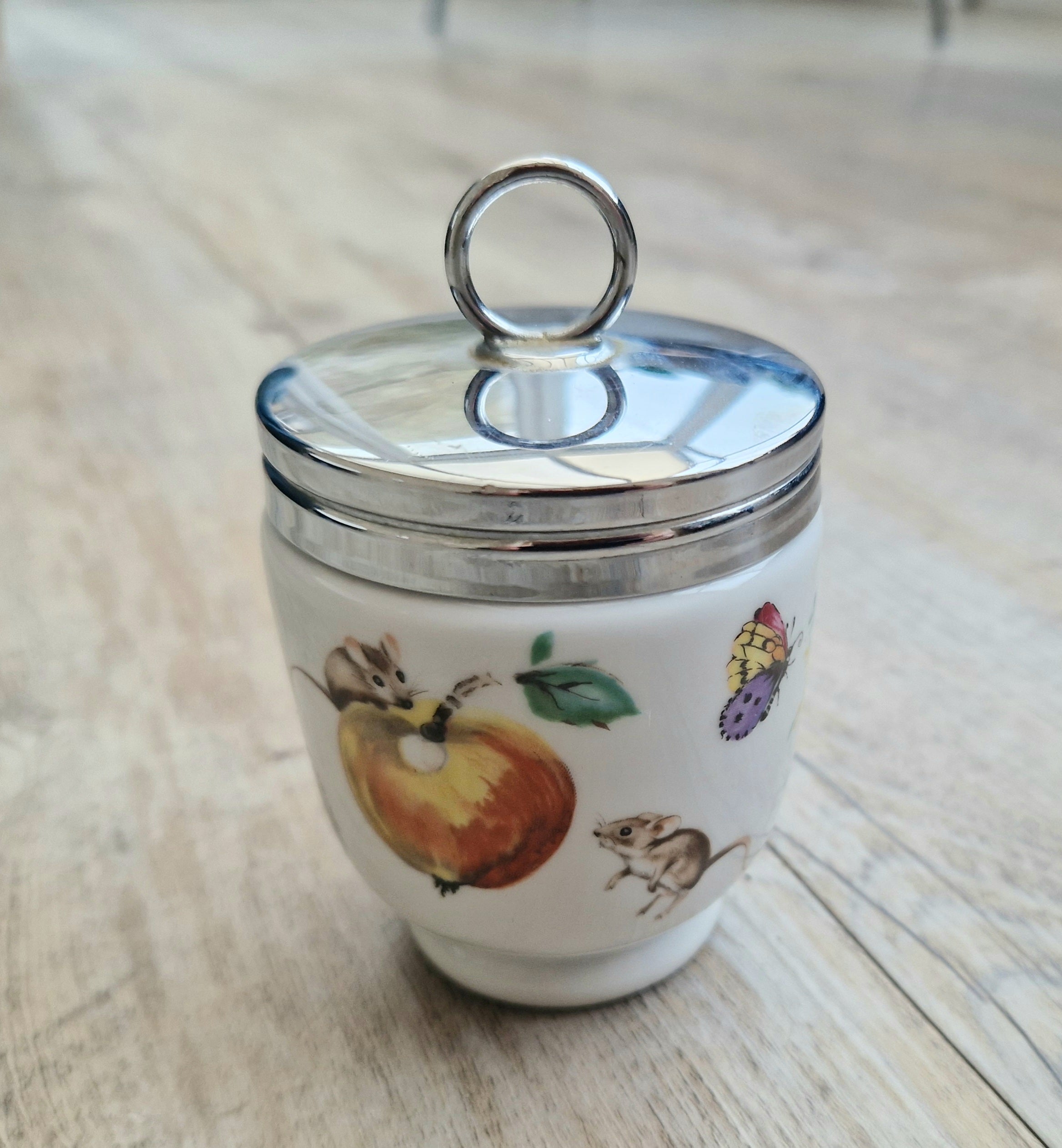 Vintage Royal Worcester Double Egg Coddler A Skipperty Tale Bunny & Bee Made in England