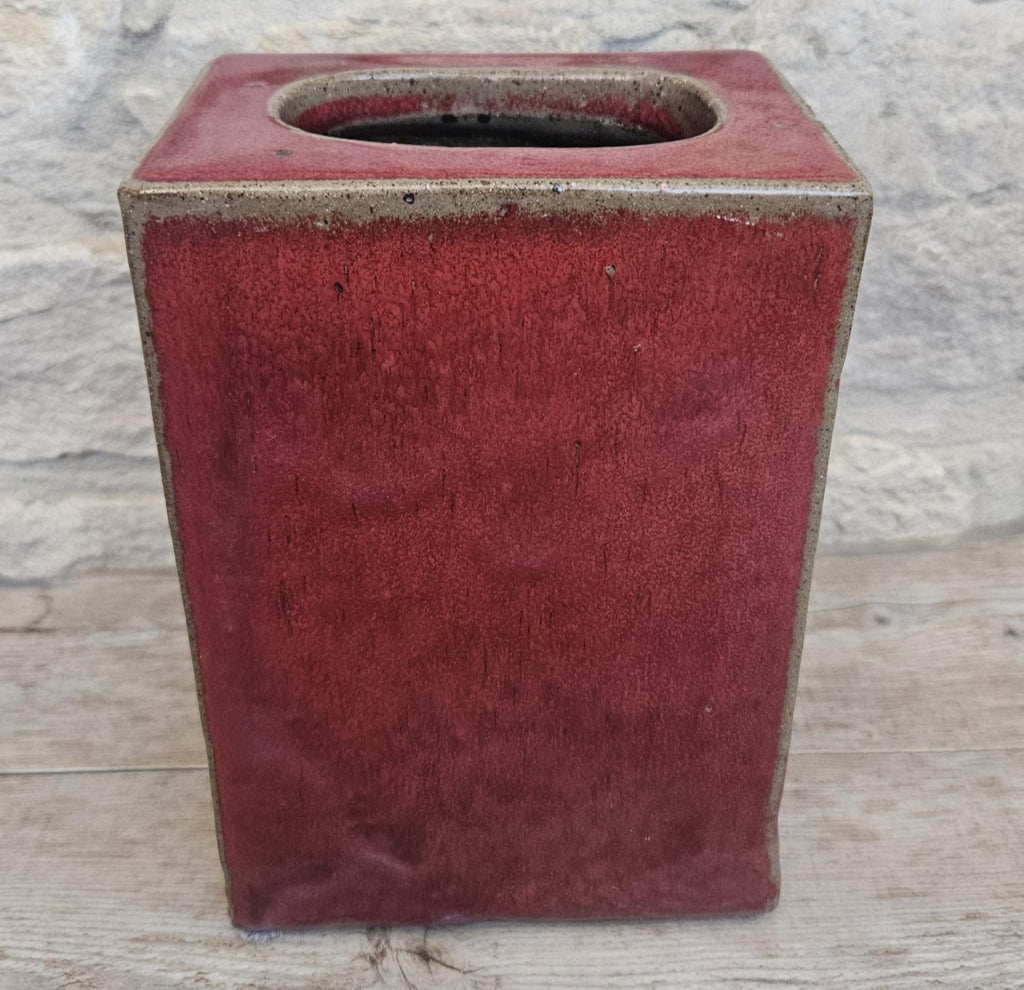 Mcm Habitat Rectangular Redware Glazed Chimney Vase Stoneware 19cm Tall