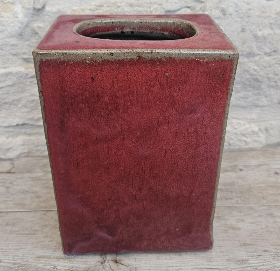 Mcm Habitat Rectangular Redware Glazed Chimney Vase Stoneware 19cm Tall