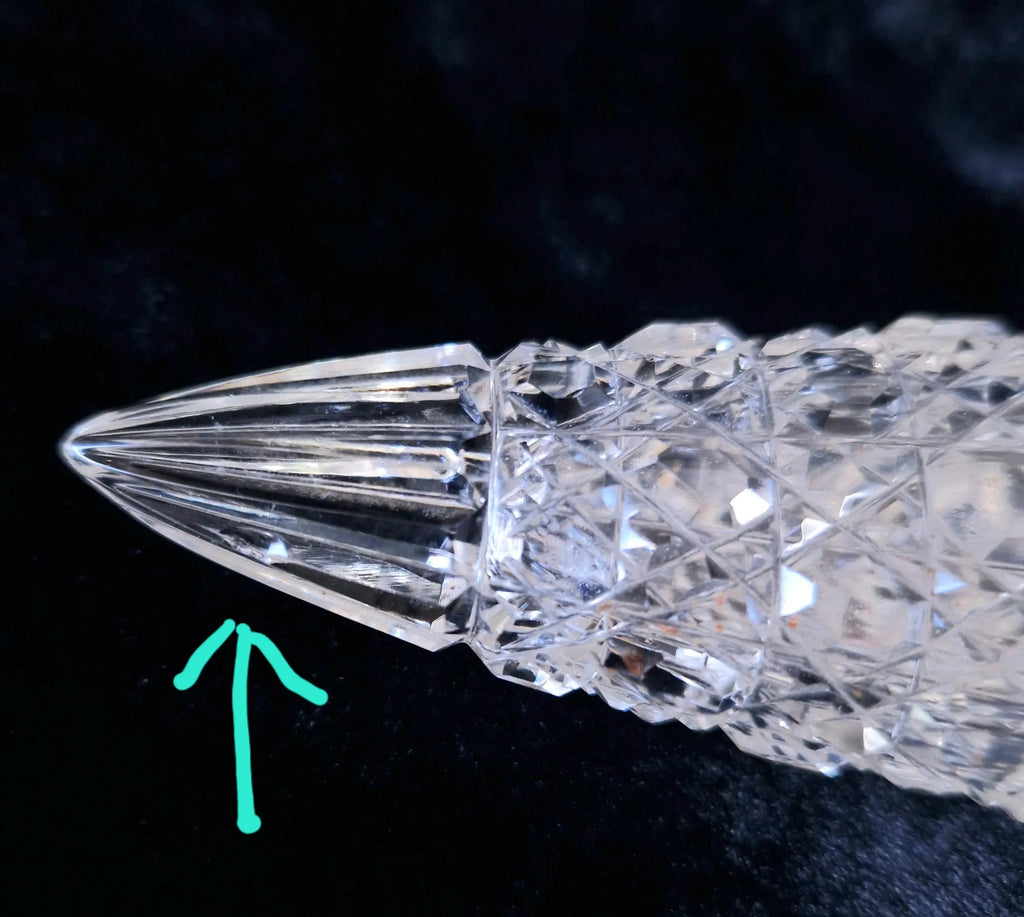 Victorian Cut Glass Silver Plated 'Lay-Down' Spearhead Scent Bottle Rare Fine English Crystal